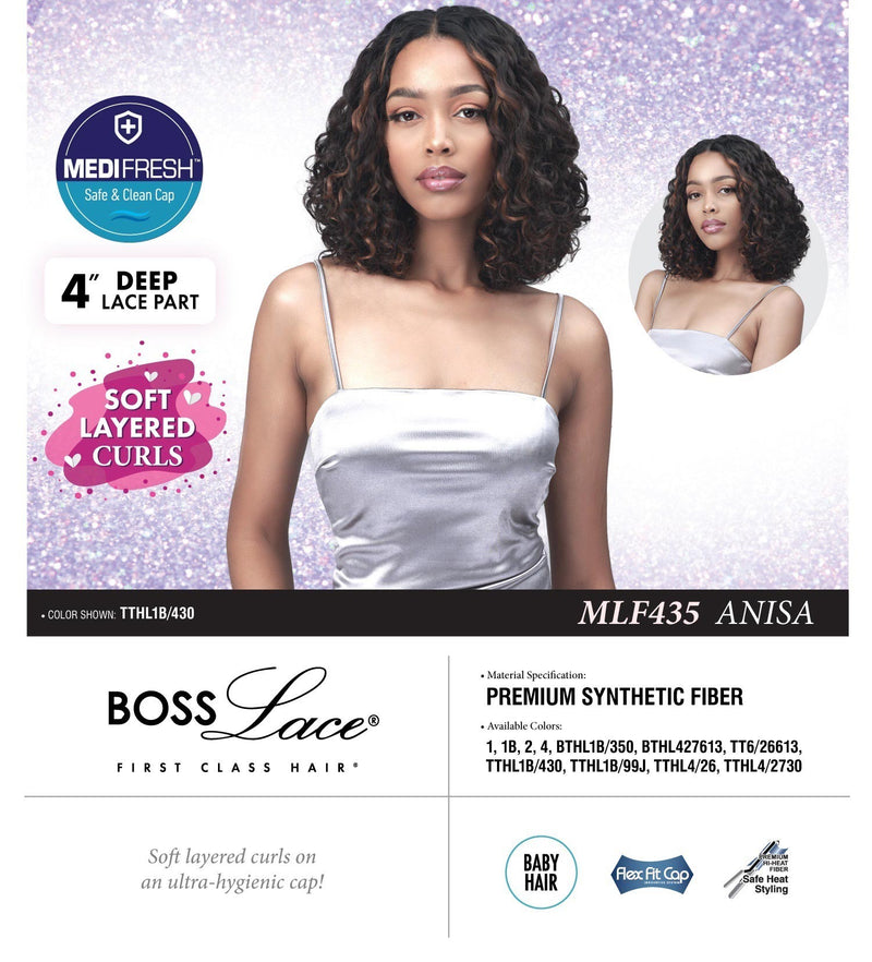 BobbiBoss 4" Deep Part Soft Layered Curls Lace Front Wig - MLF435 Anisa