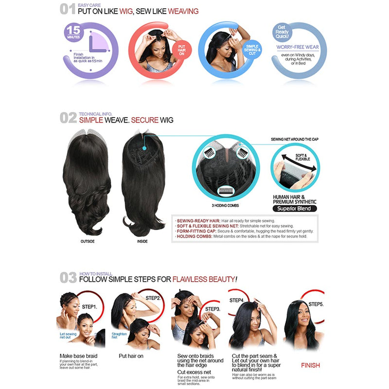 BobbiBoss Synthetic Hair Weave-A-Wig - Bena