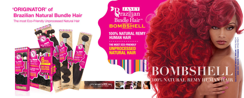 Janet Collection Bombshell Unprocessed Brazilian Bundle Hair Weaves - Natural Weave 6pcs