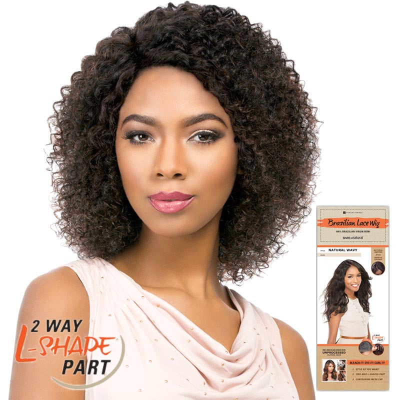Bare & Natural Unprocessed Hair 2 Way "L"-Shape Part Lace Wig  - Natural Jerry