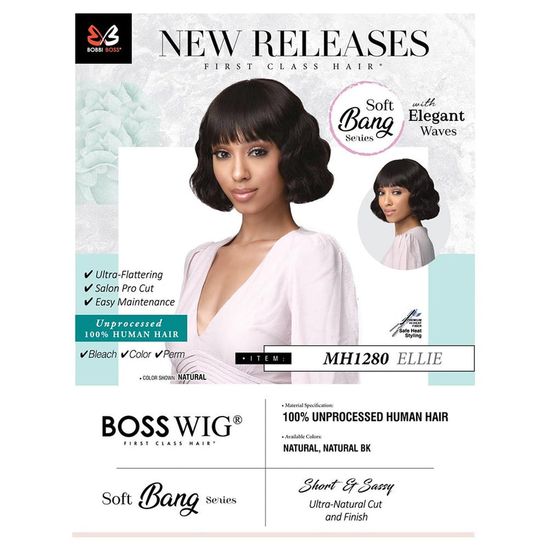 BobbiBoss Boss Wig 100% Human Hair Soft Bang Wig - MH1280 Ellie
