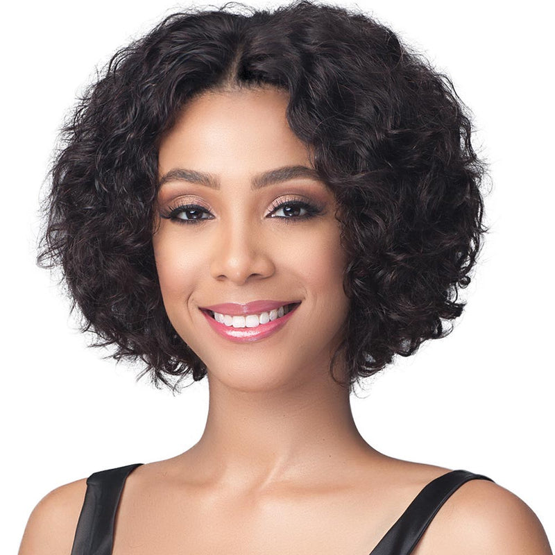 BobbiBoss Unprocessed Human Hair Whole/Full Lace Wig - NATURAL CURL 12"