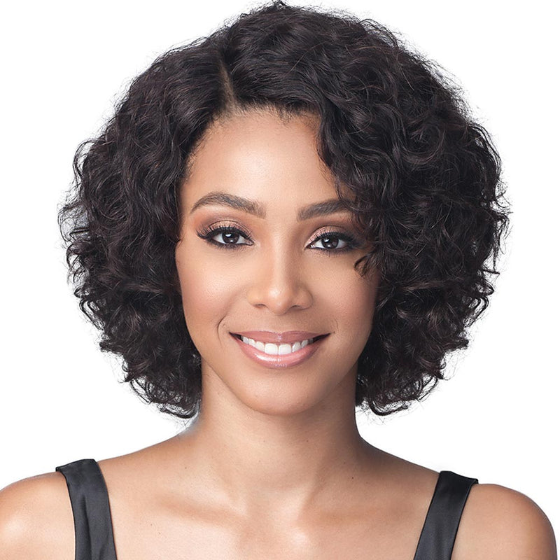 BobbiBoss Unprocessed Human Hair Whole/Full Lace Wig - NATURAL CURL 12"