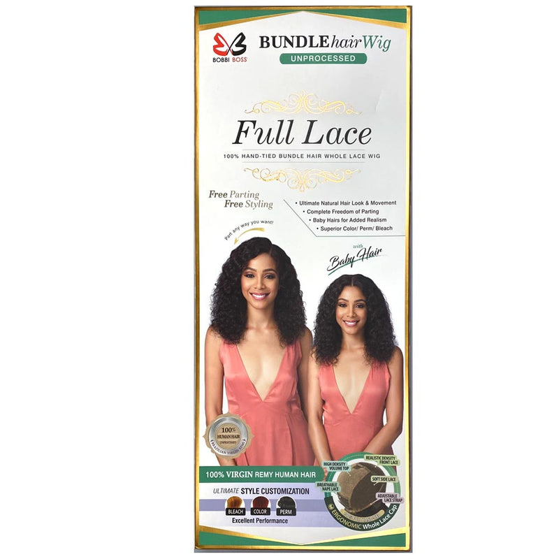 BobbiBoss Unprocessed Human Hair Whole/Full Lace Wig - Natural Curl 20"