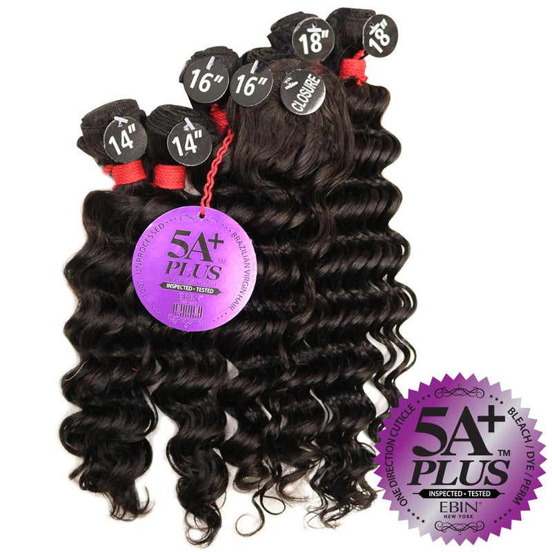 EBIN New York 100% Unprocessed Hair Weave - 5A+ DEEP WAVE COMBO 6pcs