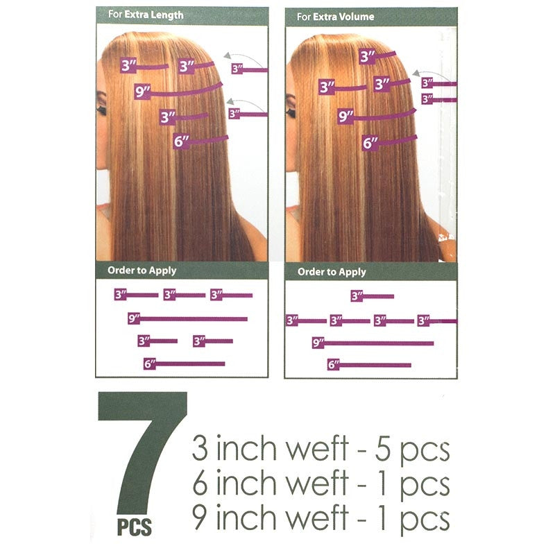 Hollywood 100% Human Remy Hair Extension - Clip-On 7 pcs
