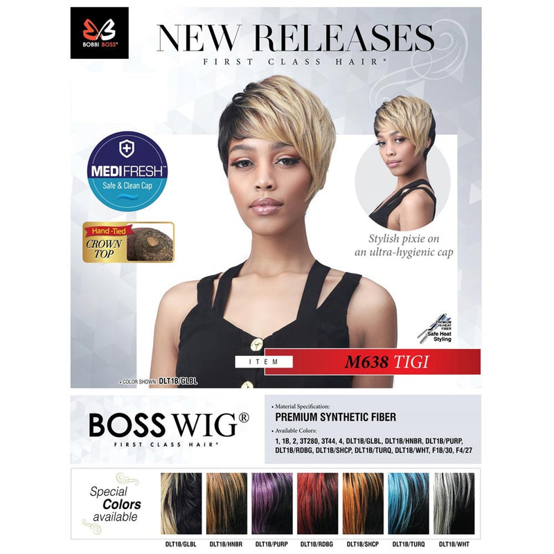 BobbiBoss Boss Wig Crown Top Synthetic Hair Wig - M638 Tigi