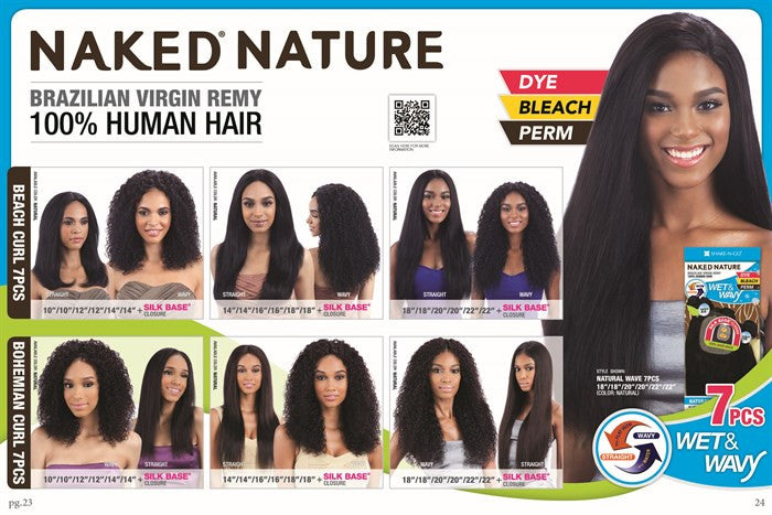 Naked Nature Unprocessed Remy Wet & Wavy Hair Weave - LOOSE CURL 7PCS
